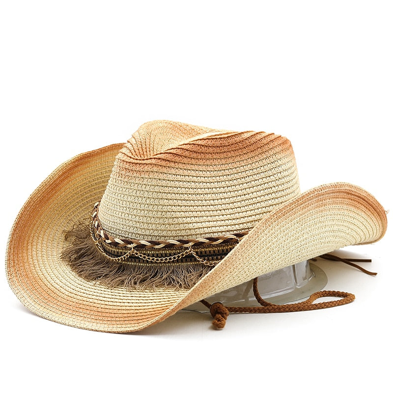 MATTHIAS Men's Straw Cowboy Hat in Beige/Khaki