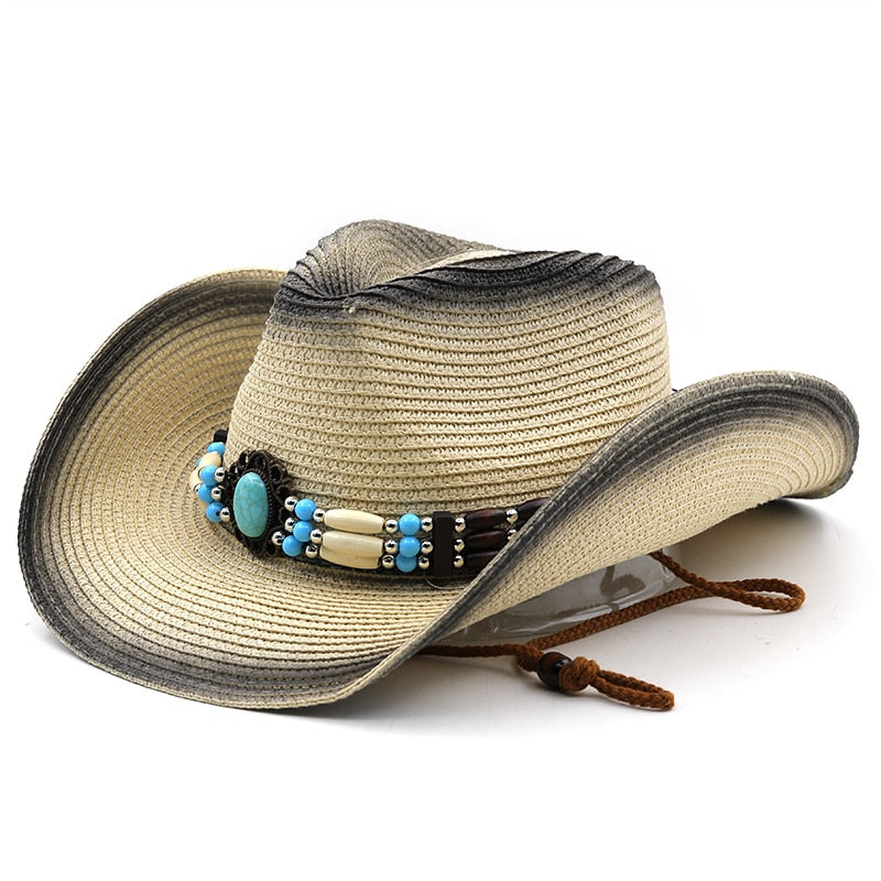 CLEO Cowboy Hat in Beige/Black