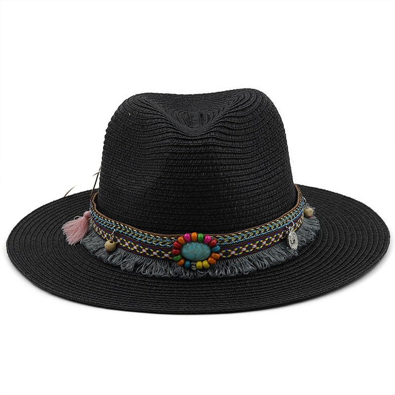 LEONA Panama Hat in Black