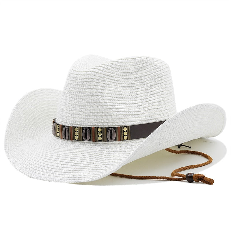 KHOSROW Men's Straw Cowboy Hat in White