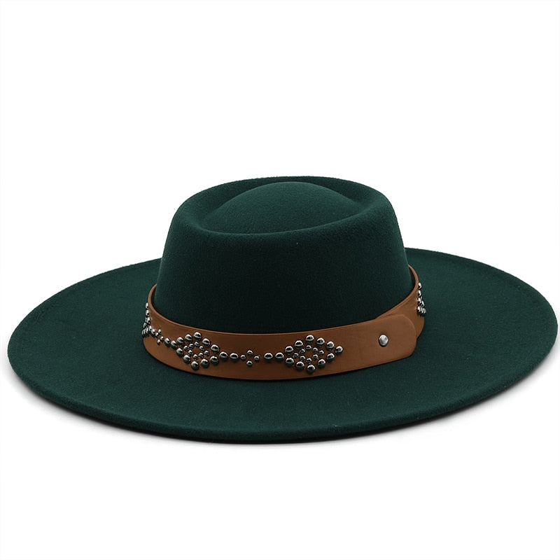 IZARIA Fedora Hat in Dark Green