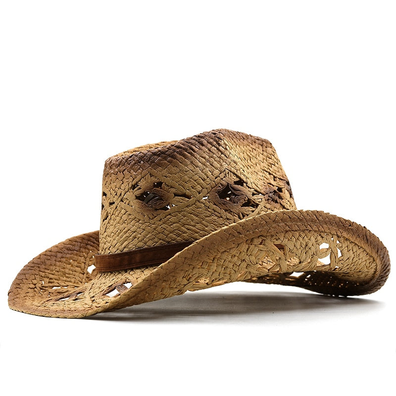 LOTHAIR Men's Straw Cowboy Hat