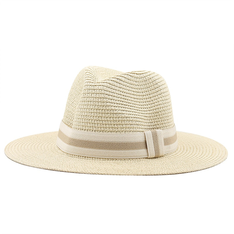 XERXES Men's Straw Fedora Hat in Beige