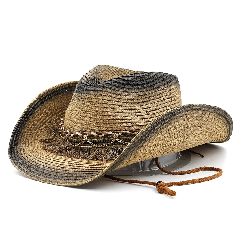MATTHIAS Men's Straw Cowboy Hat in Khaki/Black