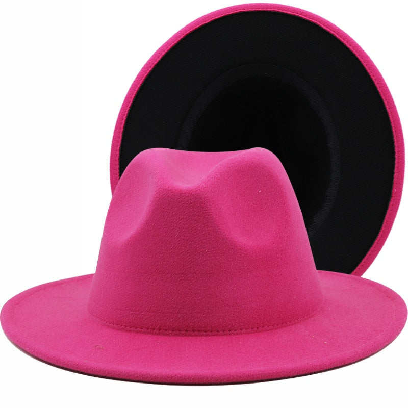 ZARINA Fedora Hat in Rose/Black