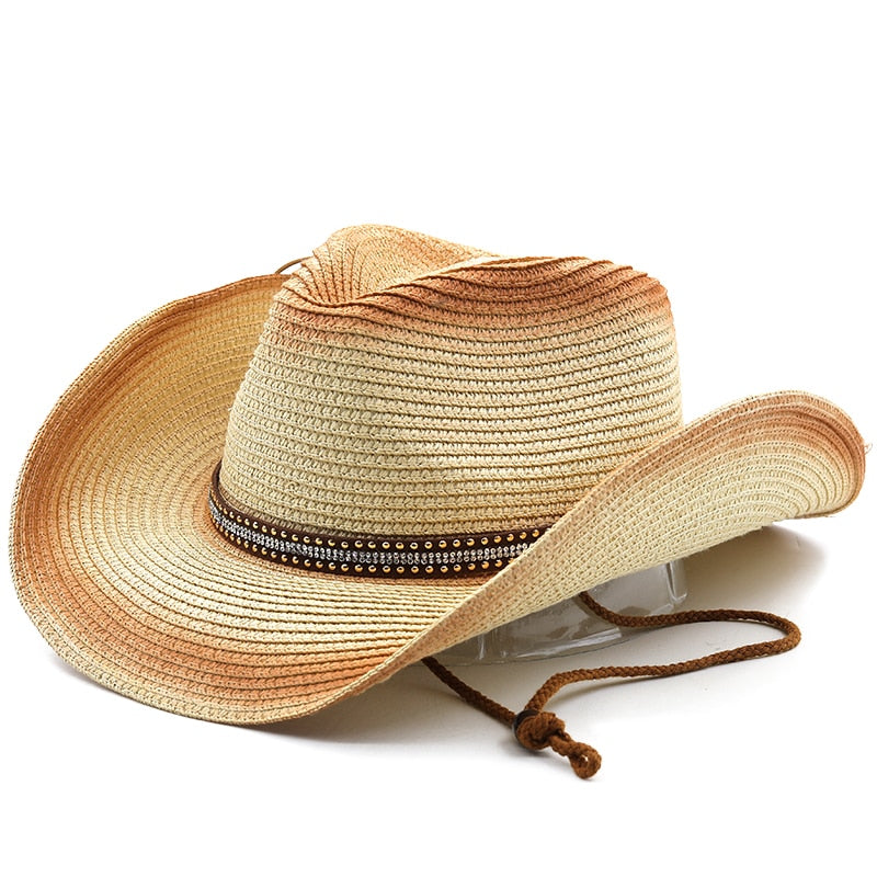 SIGURD Men's Straw Cowboy Hat in Beige/Khaki