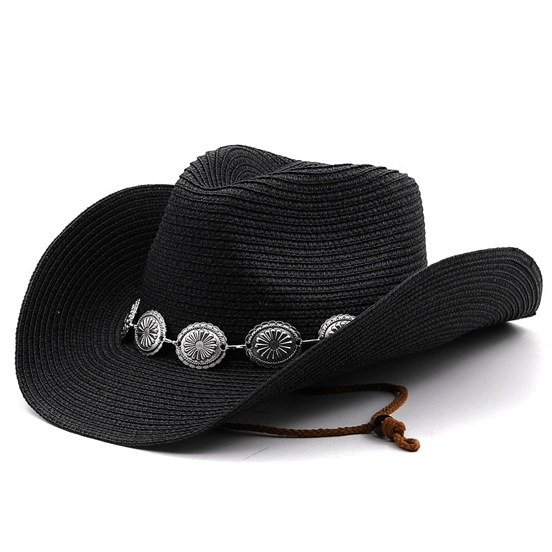ERIK Men's Straw Cowboy Hat in Black