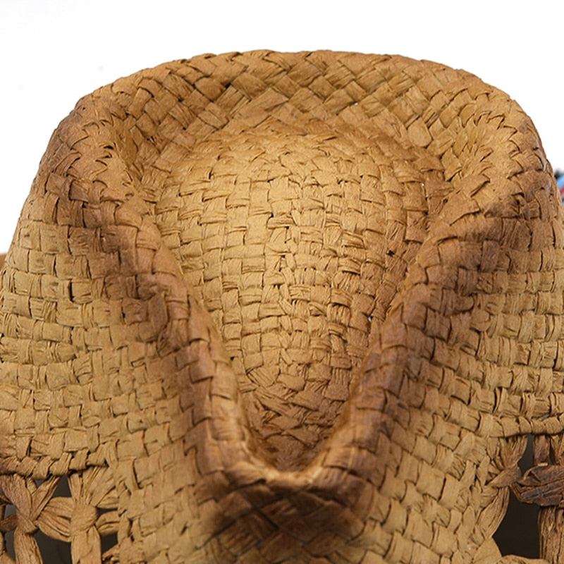 LOTHAIR Men's Straw Cowboy Hat