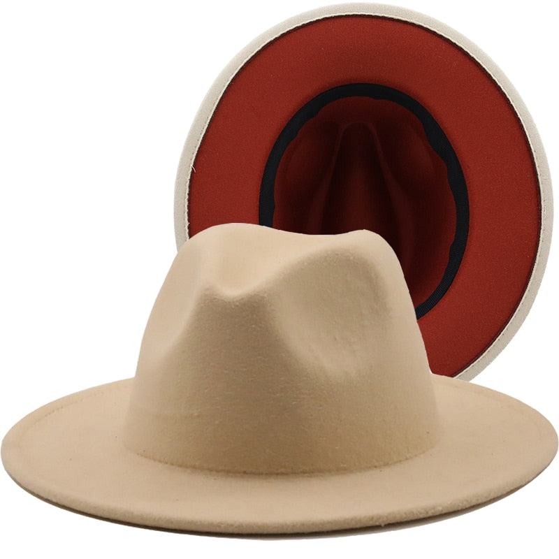 SKYLA Fedora Hat in Beige/Caramel