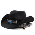 SOBIESKI Men's Straw Cowboy Hat in Black