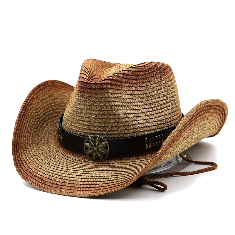 GEZA Men's Straw Cowboy Hat