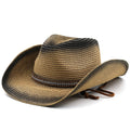 SIGURD Men's Straw Cowboy Hat in Khaki/Black