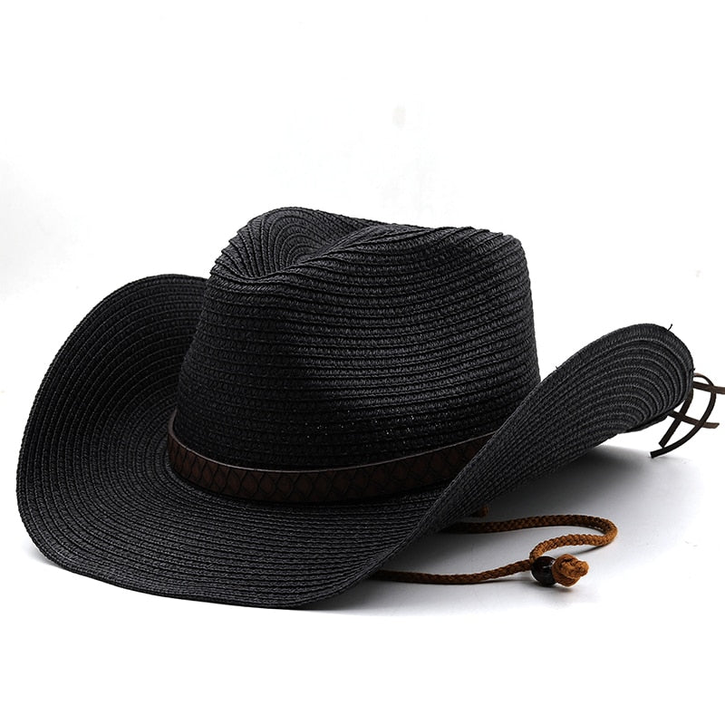 BELA Men's Straw Cowboy Hat in Black