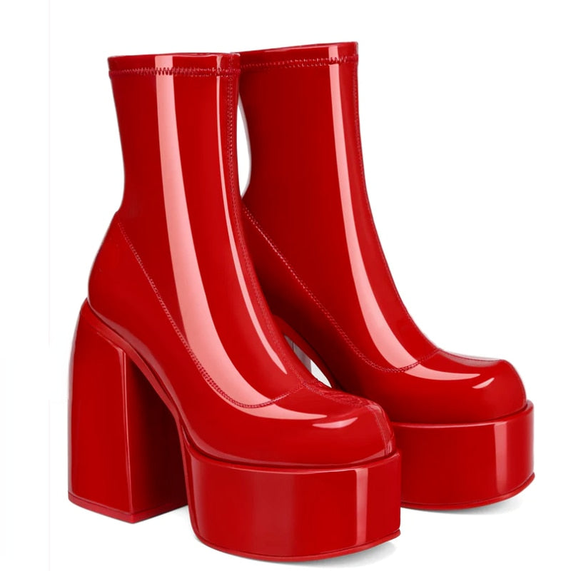 ELVA High Heel Ankle Boots in Red