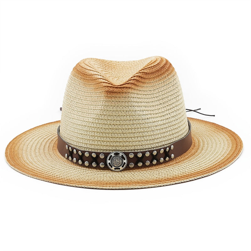 NATAZA Fedora Hat in Beige/Caramel
