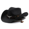 HAMMURABI Men's Straw Cowboy Hat in Black