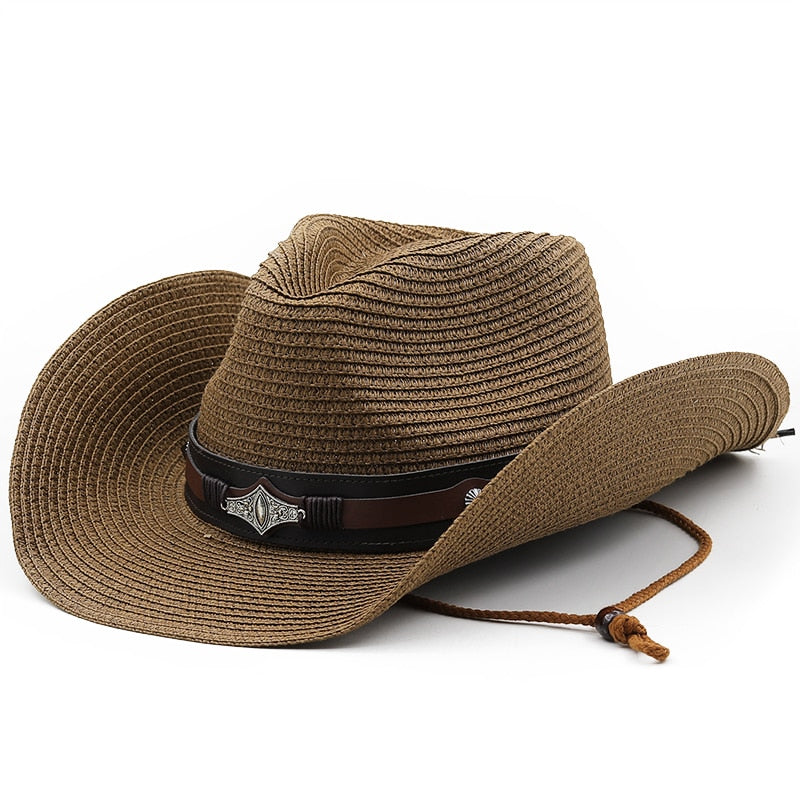 UMBERTO Men's Straw Cowboy Hat in Brown
