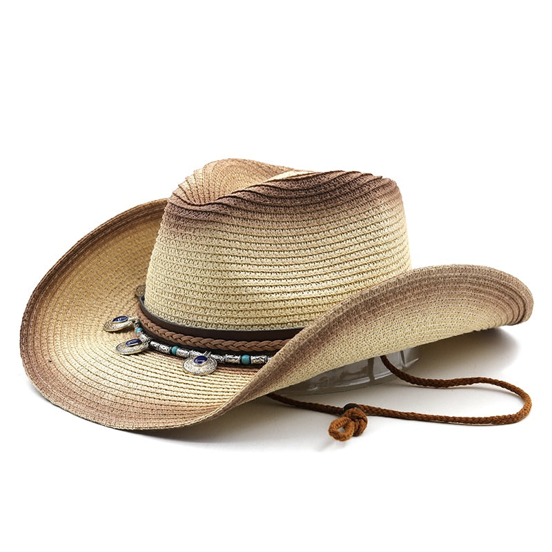 ARONA Cowboy Hat in Beige/Brown