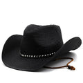 ALFONSO Men's Straw Cowboy Hat in Black