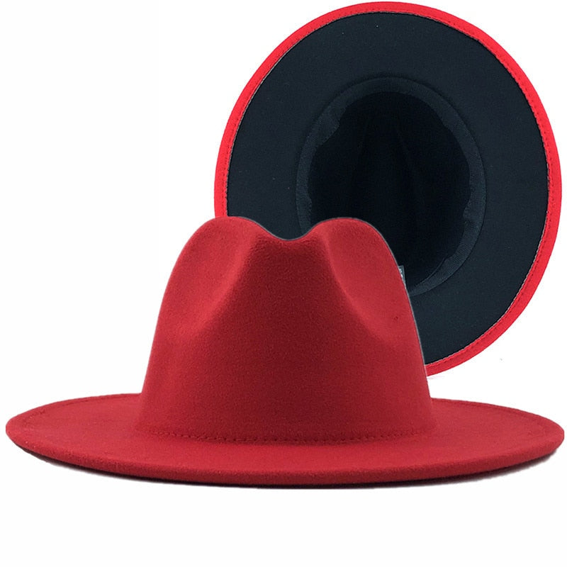 SKYLA Fedora Hat in Red/Black