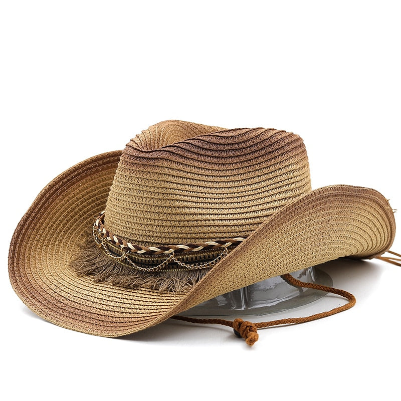 MATTHIAS Men's Straw Cowboy Hat in Khaki/Brown