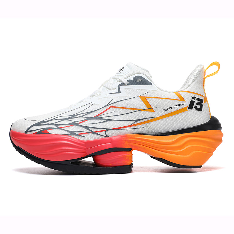 'Oblivion Pulse' X9X Sneakers in White/Orange/Red
