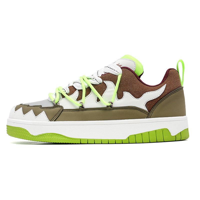 EMBERLY Chunky Sneakers in White/Green/Brown