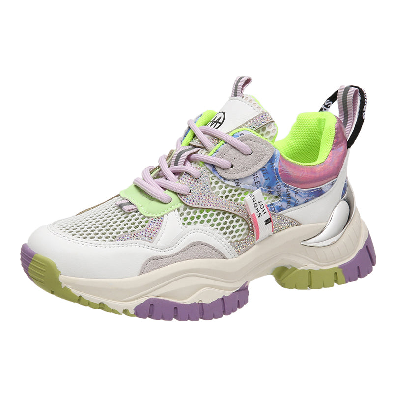 GABBY Chunky Sneakers in White/Green