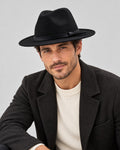 ARTHUR men's felt fedora hat in Black, worn by a man