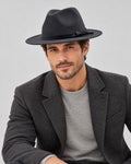 ARTHUR men's felt fedora hat in Dark Gray, worn by a man