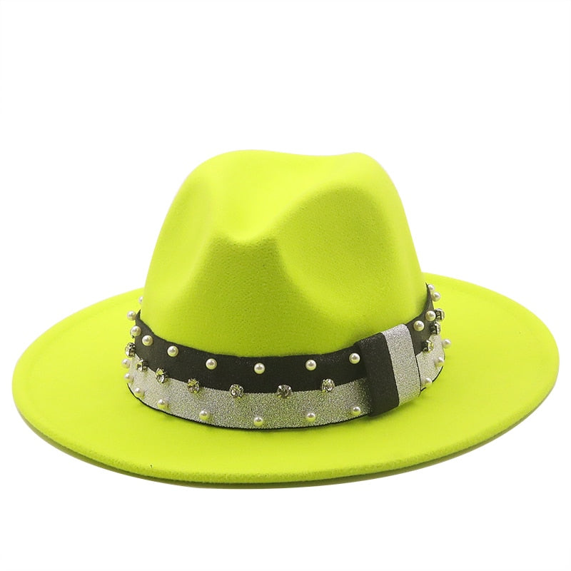 DAVINA Fedora Hat in Neon Green