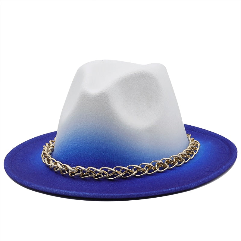 AURELIA Fedora Hat in White/Blue