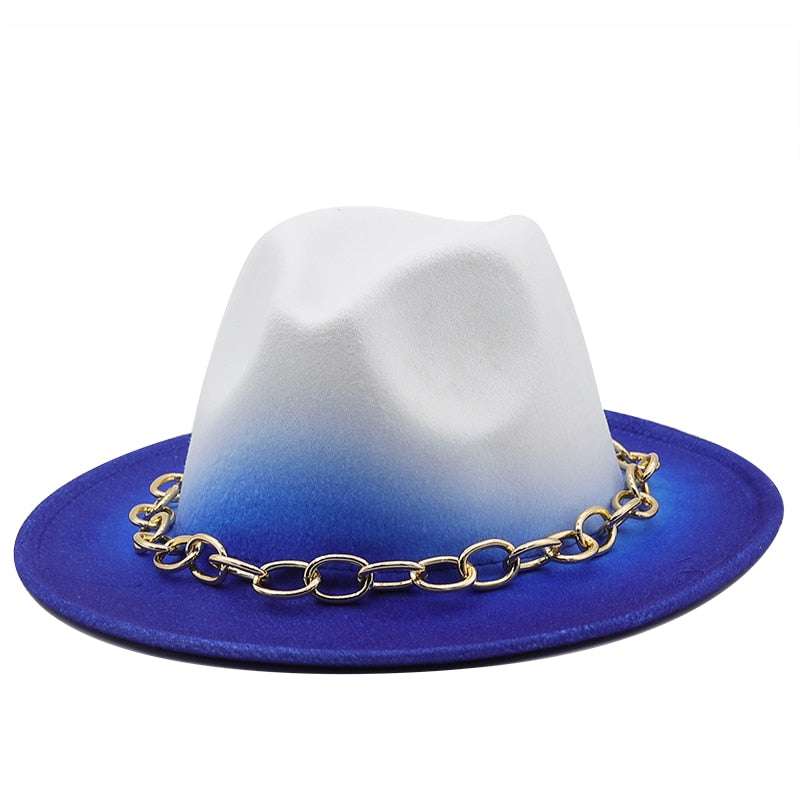 HADEN Fedora Hat in White/Blue