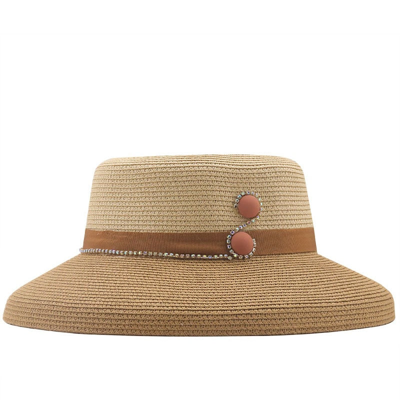 CLARINA Panama Hat in Beige/Khaki