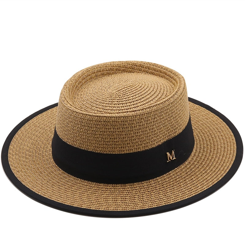 ROUXI Straw Boater Hat in Khaki