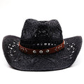 ARPAD Men's Straw Cowboy Hat in Black