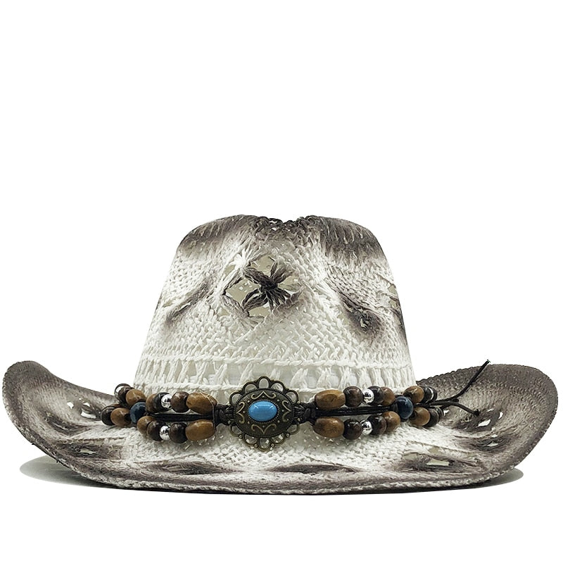 RIANA Cowboy Hat in White/Brown