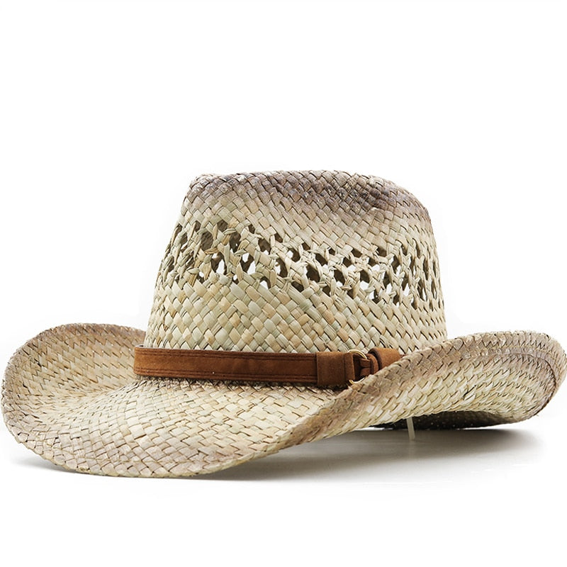 CHRISTIAN Men's Straw Cowboy Hat in Beige/Brown