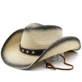 AUGUSTUS Men's Straw Cowboy Hat in Beige/Black