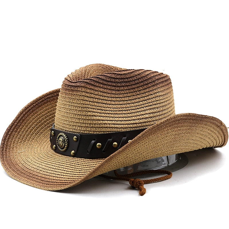 IVAR Men's Straw Cowboy Hat in Khaki/Brown
