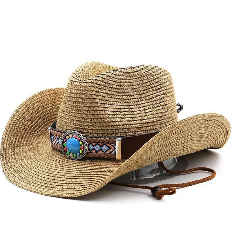 SOBIESKI Men's Straw Cowboy Hat in Khaki