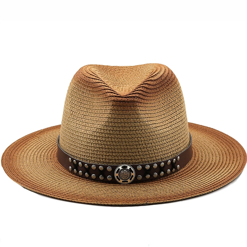 NATAZA Fedora Hat in Khaki/Caramel