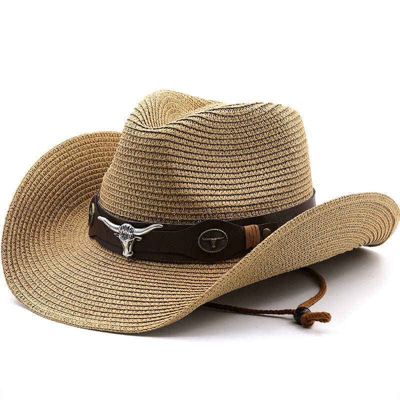 HAMMURABI Men's Straw Cowboy Hat in Khaki