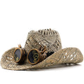 STEPHEN Men's Steampunk Cowboy Hat with Goggles