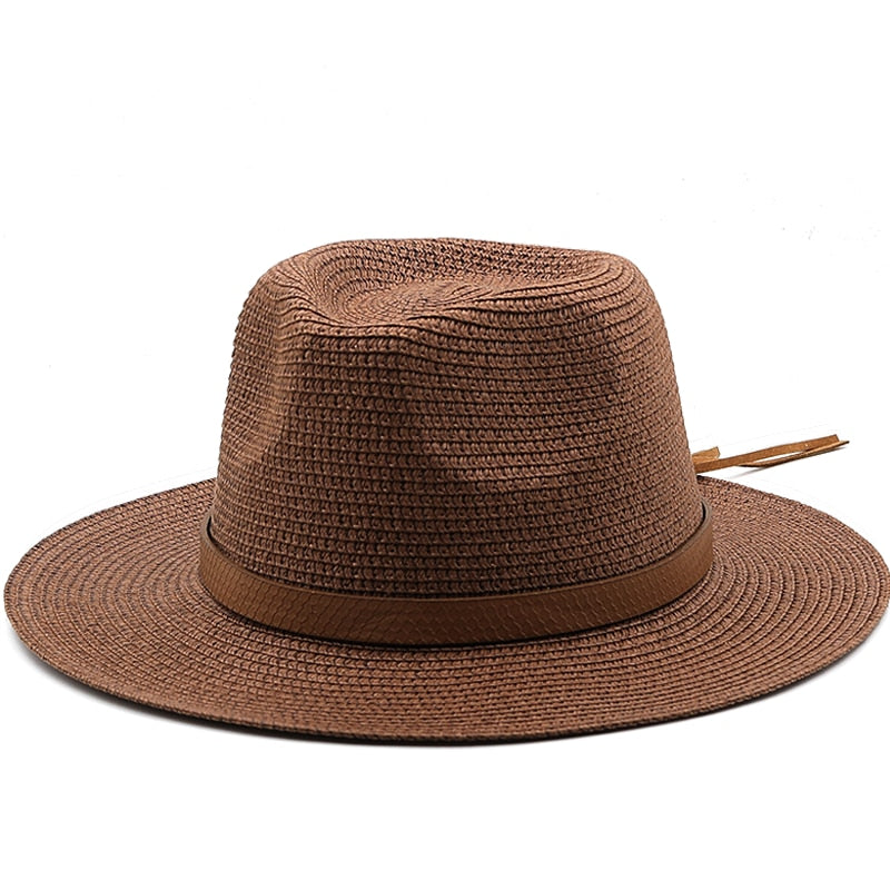 MENELAUS Men's Straw Panama Hat in Brown