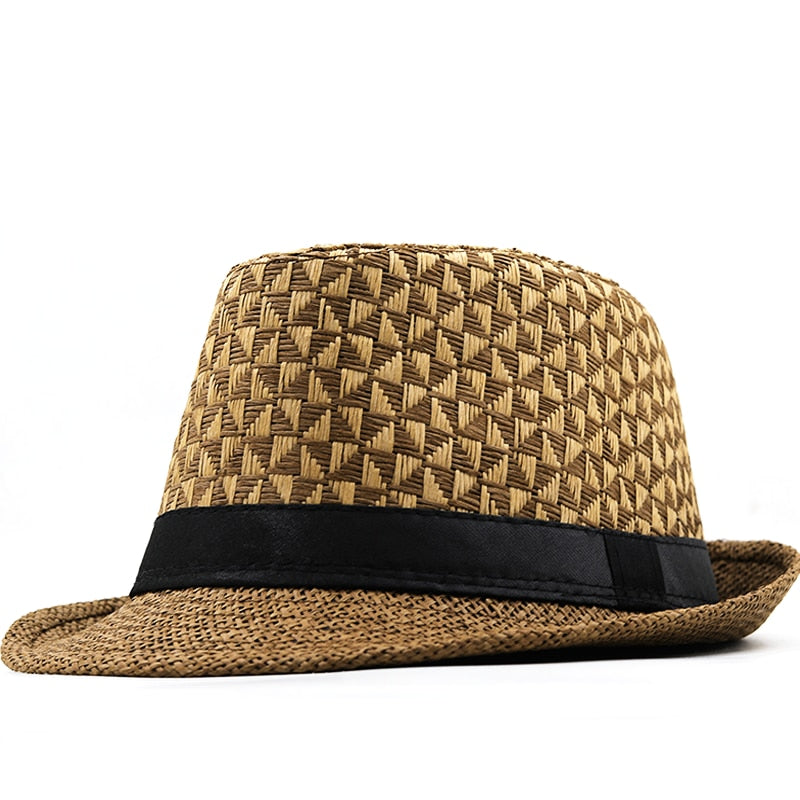 HEENA Straw Trilby Hat in Khaki