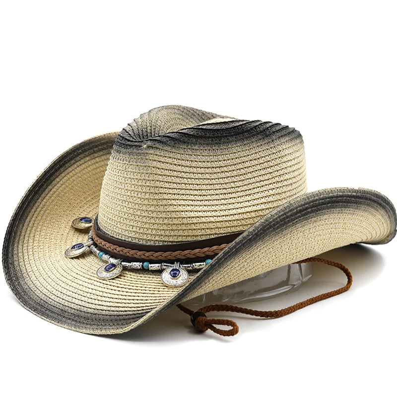 ARONA Cowboy Hat in Beige/Black