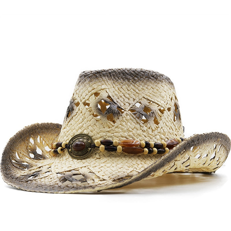 SHIREEN Cowboy Hat in Beige/Black