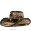 HUGO Men's Straw Cowboy Hat in Khaki/Black