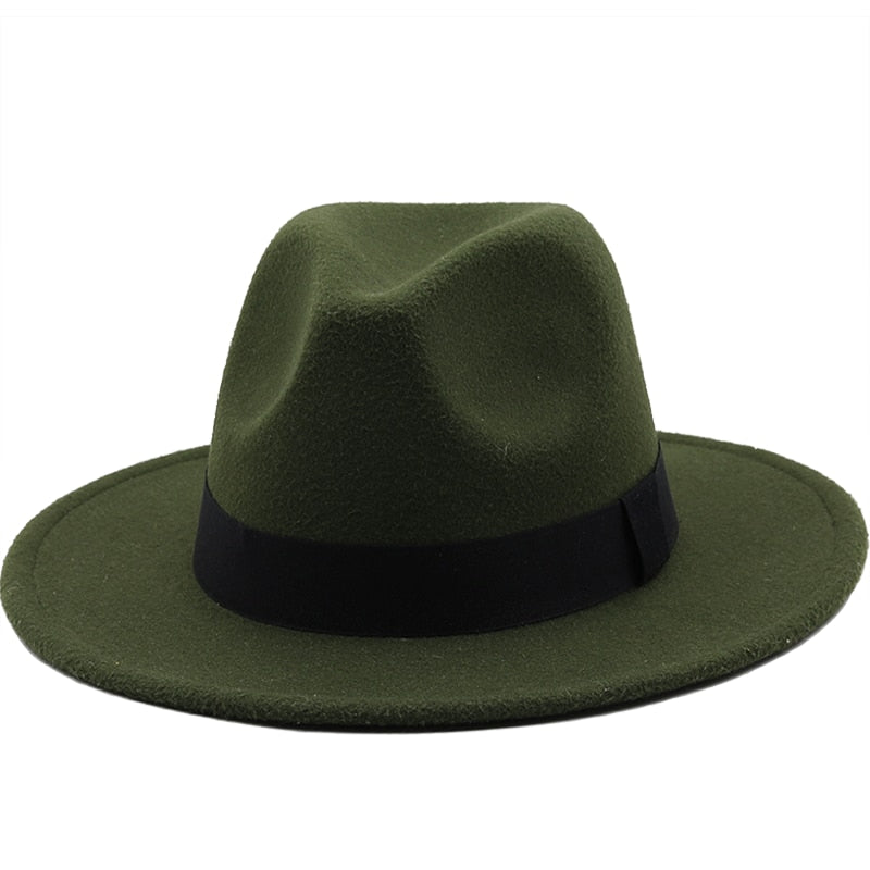 GUSTAV Men's Felt Fedora Hat in Army Green